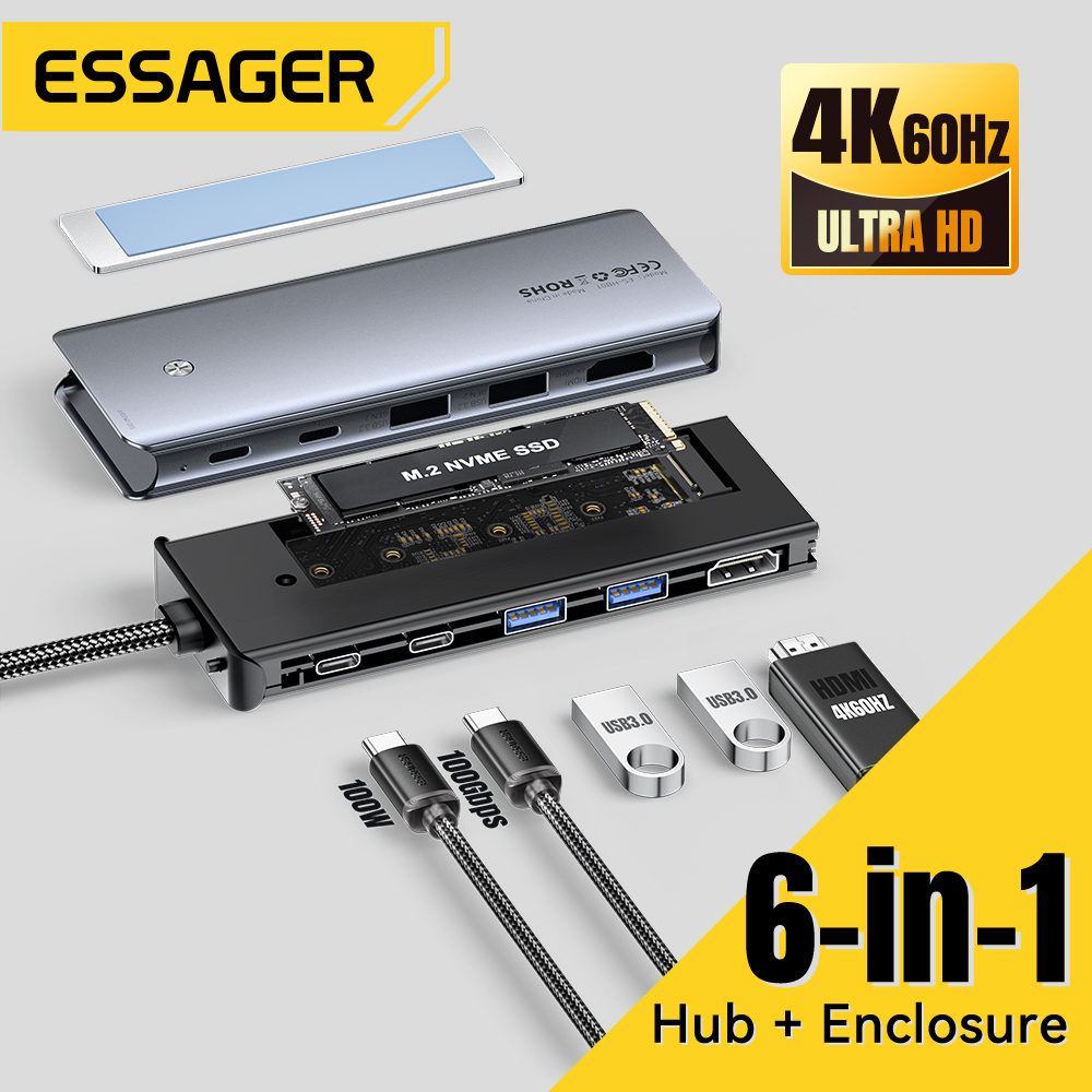 Usb Hub 7 Port - Essager USB C Hub z obudową