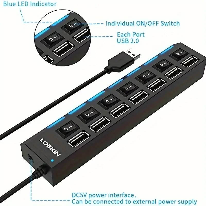Szybki 4/7 portów USB HUB 2.0  – Usb Hub 7 Port recenzja i cena